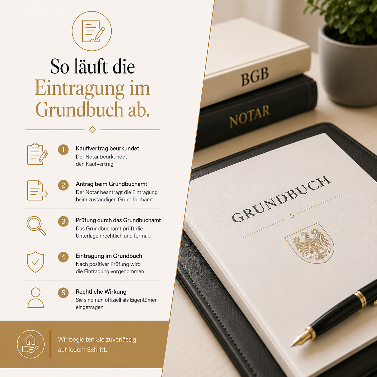 Foto In einem gemeinsamen Notartermin mit Käufer und Verkäufer unterschreiben beide Parteien den Vertrag und lassen dies vom Notar beurkunden.