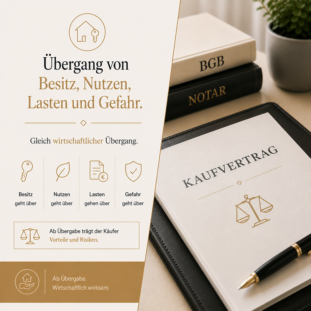 Foto Übergang von Besitz, Nutzungen, Lasten und Gefahr (wirtschaftlicher Übergang)