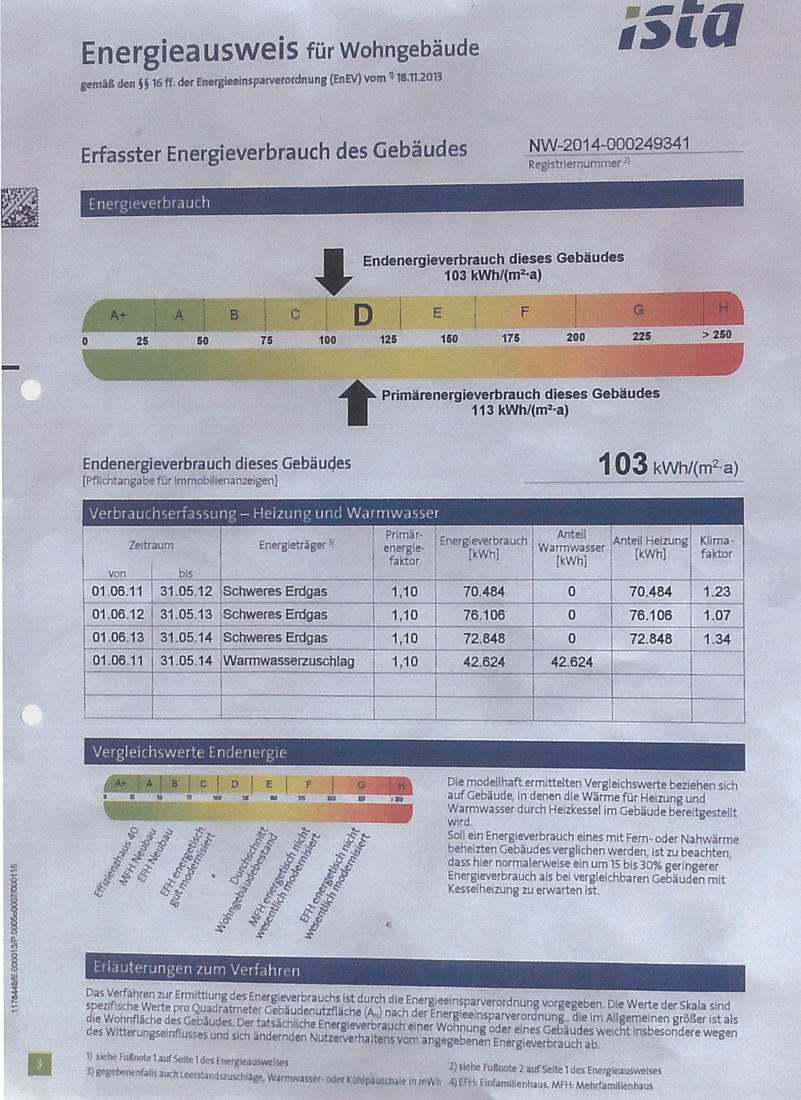 Energieausweis Mehrfamilienhaus K�ln / Niehl