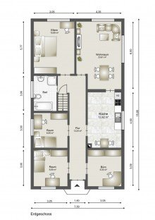 Schematische Darstellung - diese Skizze dient ausschlie�lich der Darstellung der R�ume. Sie sind f�r planerische Zwecke nicht vorgesehen. Es wird keine Gew�hr f�r die Fl�chen und Abmessungen �bernommen. Haus verkaufen Flammersfeld! Bungalow + separatem Anbau - in ruhiger Ortsrandlage!