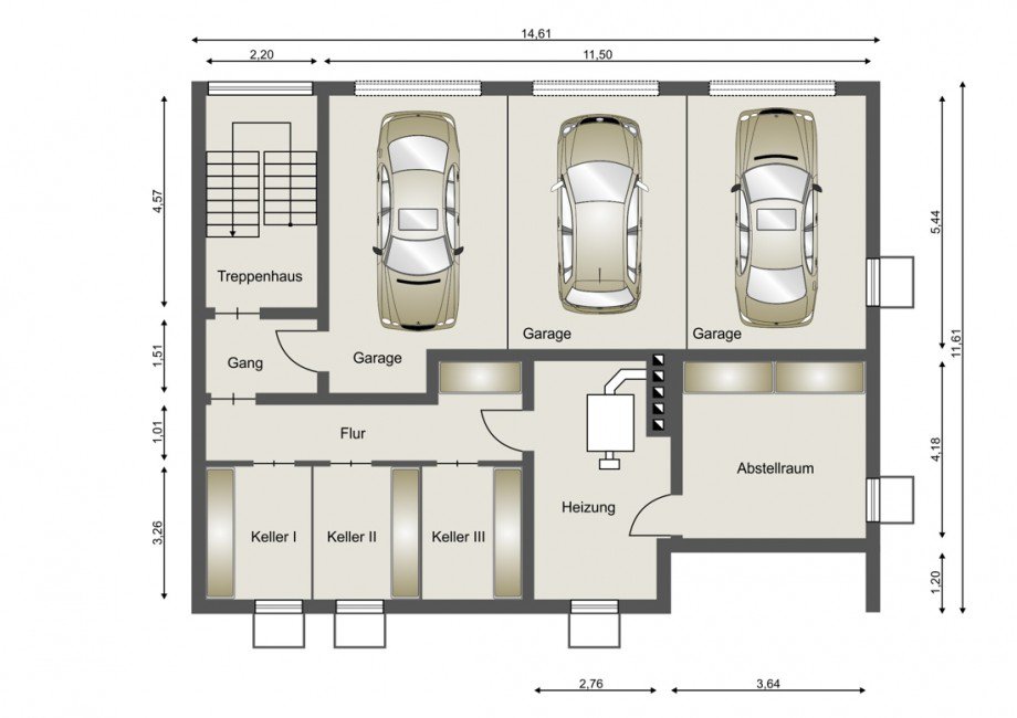 Untergeschoss - Schematische Darstellung - diese Skizze dient ausschlie�lich der Darstellung der R�ume. Sie sind f�r planerische Zwecke nicht vorgesehen. Es wird keine Gew�hr f�r die Fl�chen und Abmessungen �bernommen. Mehrfamilienhaus Neustadt (Wied)