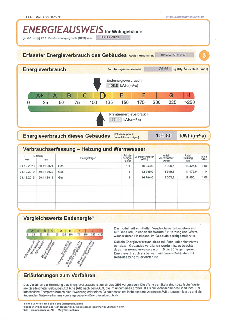 Energieausweis Einfamilienhaus Horhausen (Westerwald)