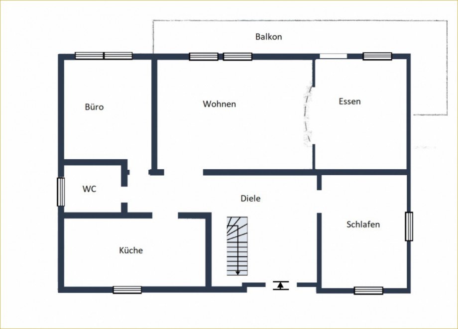 Erdgeschoss-Schematische Darstellung - diese Skizze dient ausschlie�lich der Darstellung der R�ume. Sie sind f�r planerische Zwecke nicht vorgesehen. Es wird keine Gew�hr f�r die Fl�chen und Abmessungen �bernommen. Einfamilienhaus Raubach
