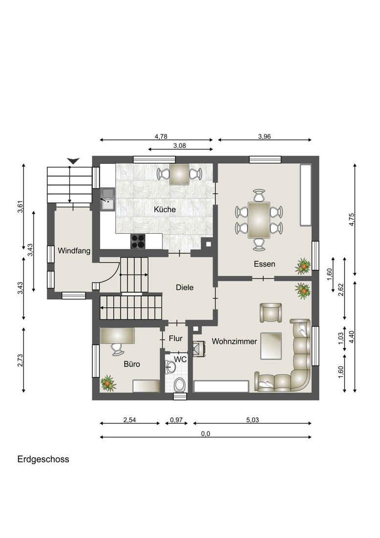 Schematische Darstellung - diese Skizze dient ausschlie�lich der Darstellung der R�ume. Sie sind f�r planerische Zwecke nicht vorgesehen. Es wird keine Gew�hr f�r die Fl�chen und Abmessungen �bernommen. Einfamilienhaus Gro�maischeid