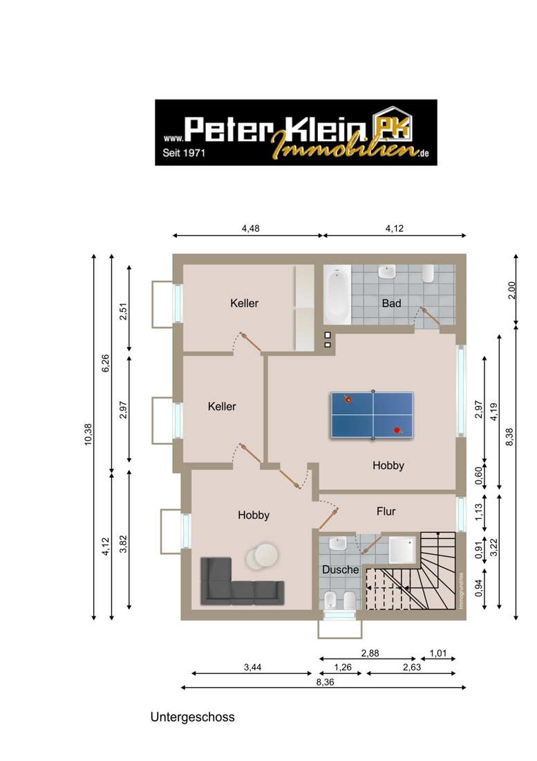 Schematische Darstellung - diese Skizze dient ausschlie�lich der Darstellung der R�ume. Sie sind f�r planerische Zwecke nicht vorgesehen. Es wird keine Gew�hr f�r die Fl�chen und Abmessungen �bernommen. Einfamilienhaus Niedersteinebach