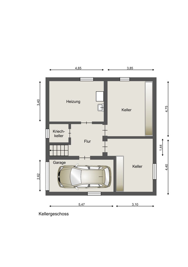 Schematische Darstellung - diese Skizze dient ausschlie�lich der Darstellung der R�ume. Sie sind f�r planerische Zwecke nicht vorgesehen. Es wird keine Gew�hr f�r die Fl�chen und Abmessungen �bernommen. Einfamilienhaus Gro�maischeid