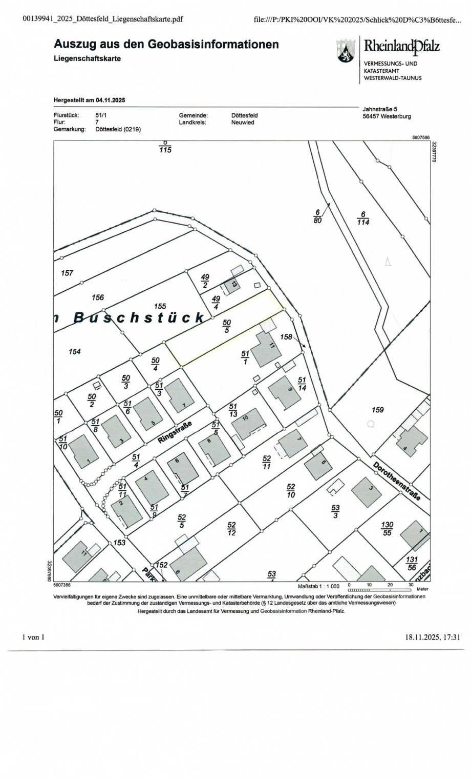  Wohngrundst�ck D�ttesfeld / Bauscheid