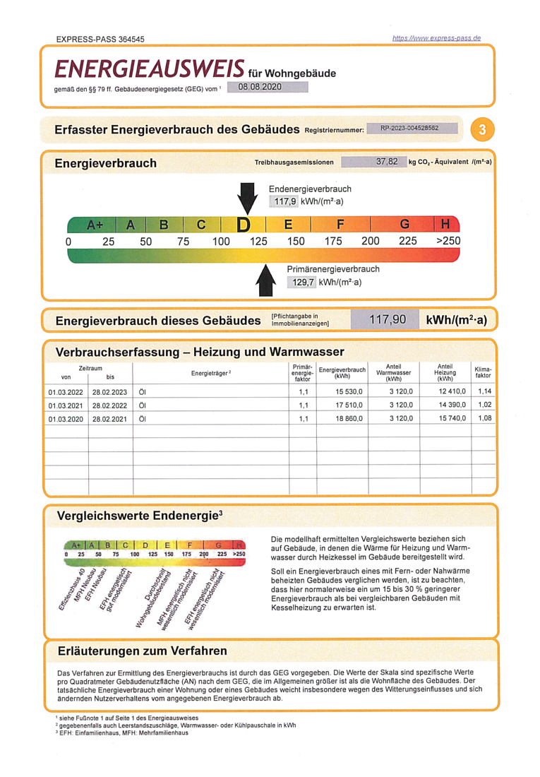 Energieausweis Einfamilienhaus D�rrholz / Werlenbach