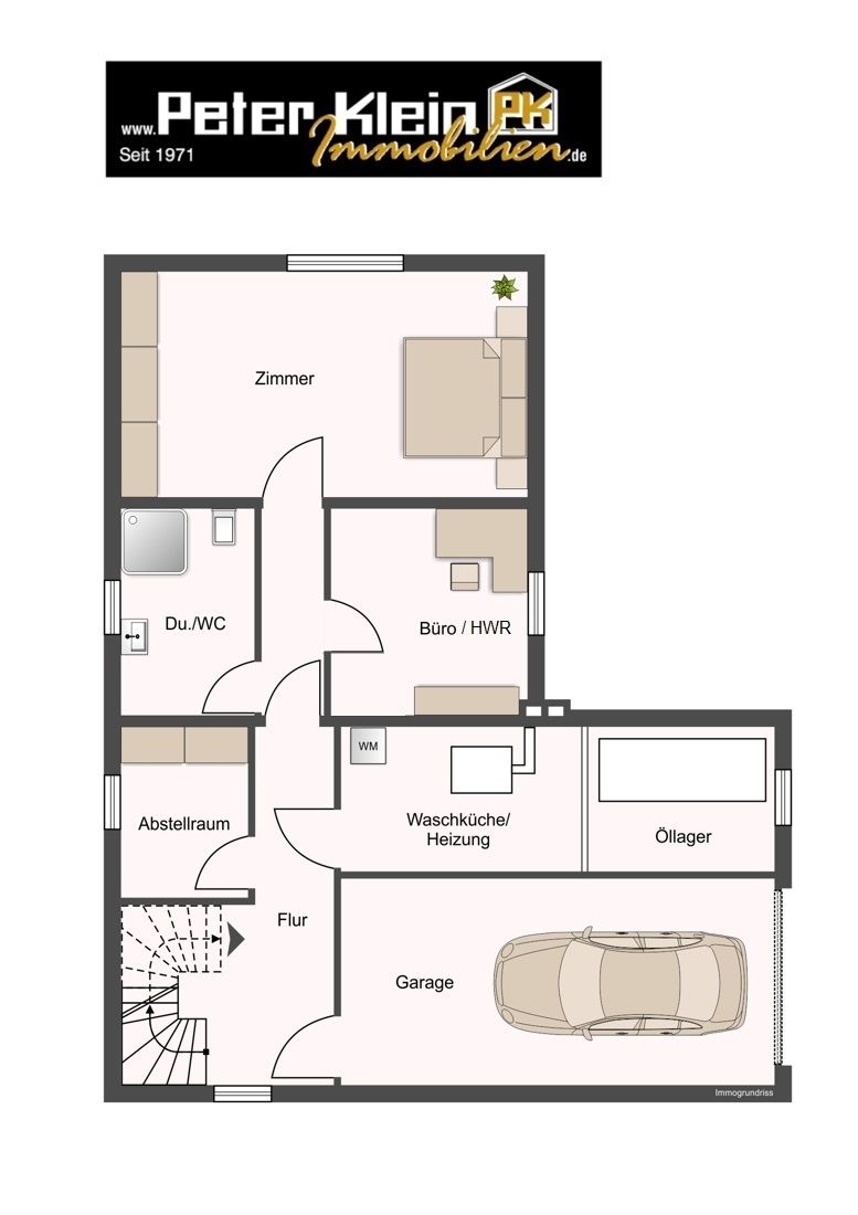 Untergeschoss - Schematische Darstellung - diese Skizze dient ausschlie�lich der Darstellung der R�ume. Sie sind f�r planerische Zwecke nicht vorgesehen. Es wird keine Gew�hr f�r die Fl�chen und Abmessungen �bernommen. Einfamilienhaus Puderbach