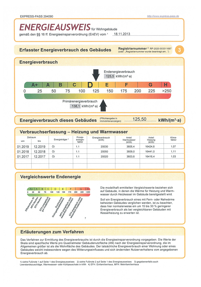 Energieausweis Einfamilienhaus D�rrholz / Werlenbach
