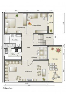 Schematische Darstellung - diese Skizze dient ausschlie�lich der Darstellung der R�ume. Sie sind f�r planerische Zwecke nicht vorgesehen. Es wird keine Gew�hr f�r die Fl�chen und Abmessungen �bernommen. Haus verkaufen Dierdorf! G�nstige Zinsen + Miete f�r den eigenen Wohntraum nutzen!