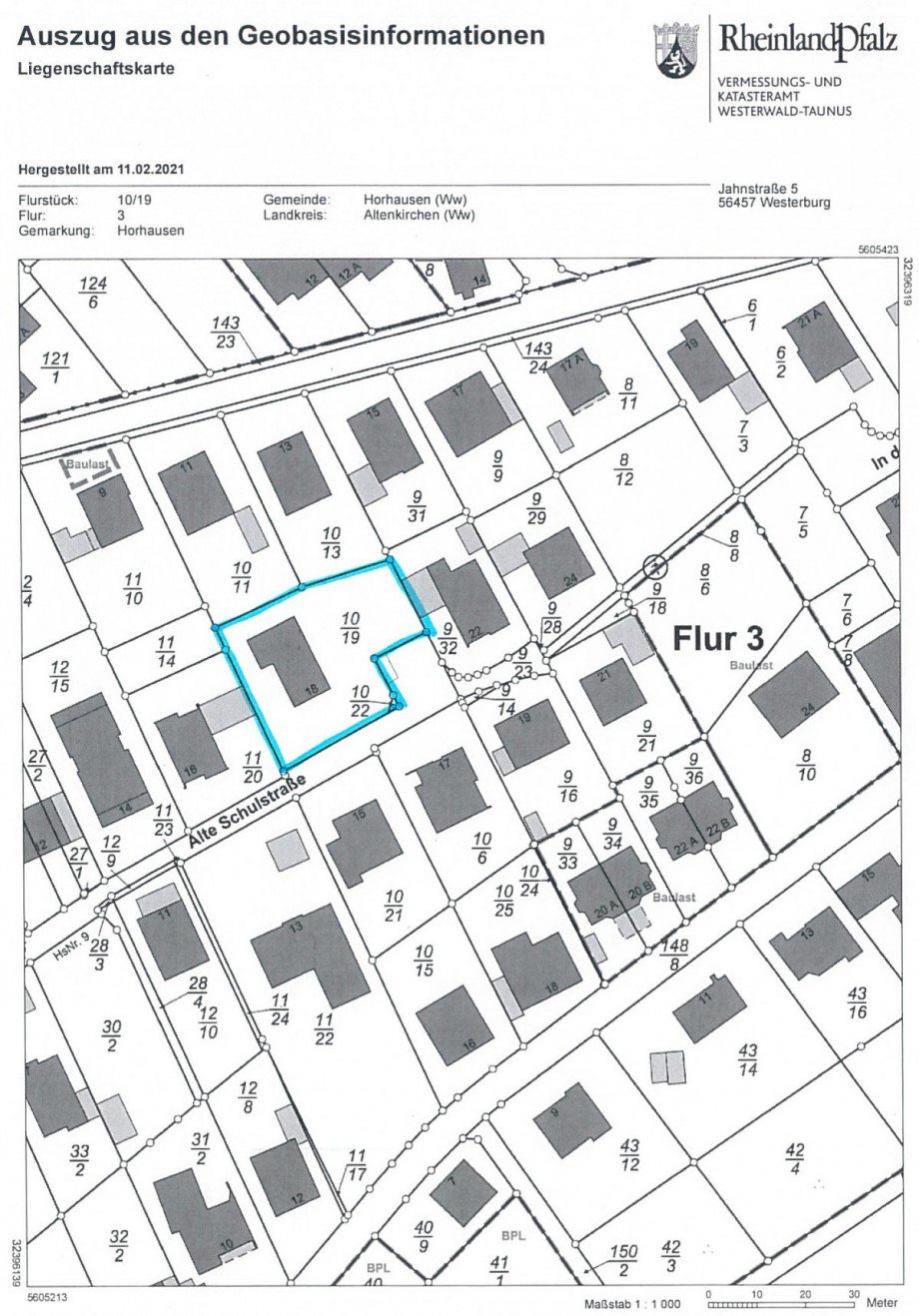 Lageplan Zweifamilienhaus Horhausen (Westerwald)
