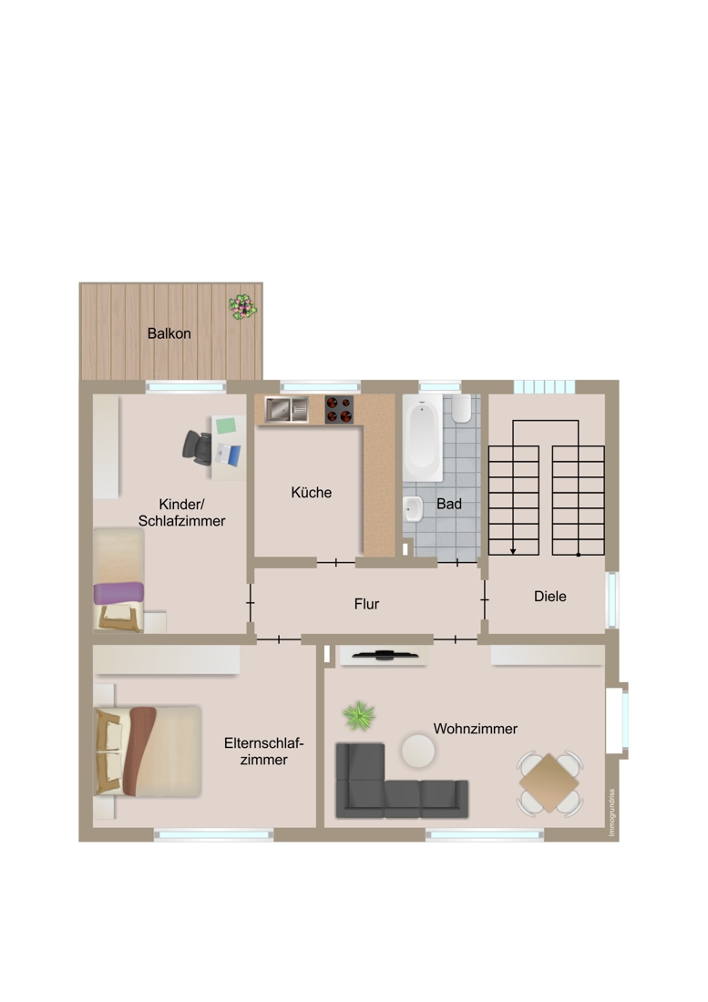 Skizze OG - Urzustand - Schematische Darstellung - diese Skizze dient ausschlie�lich der Darstellung der R�ume. Sie sind f�r planerische Zwecke nicht vorgesehen. Es wird keine Gew�hr f�r die Fl�chen und Abmessungen �bernommen. Einfamilienhaus Neuwied / Segendorf